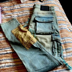 Serenede jeans blue with Beije sky blue stripes, size 32
